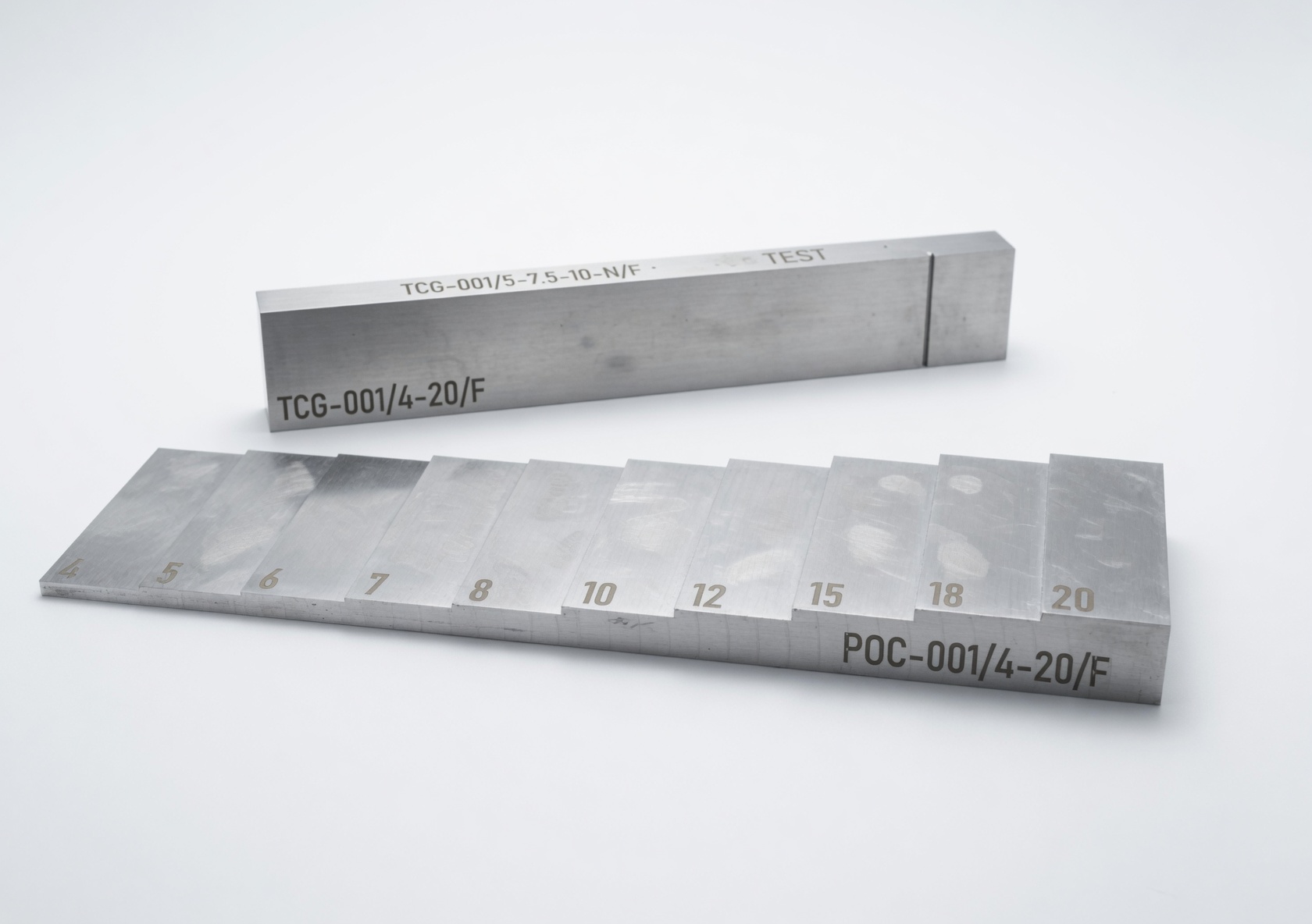 NDT reference standards and samples — calibration specimens for flaw detection made by X-TEST